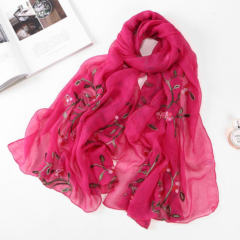 HAYA HA1132 Chiffon Flower Embroidered Scarf