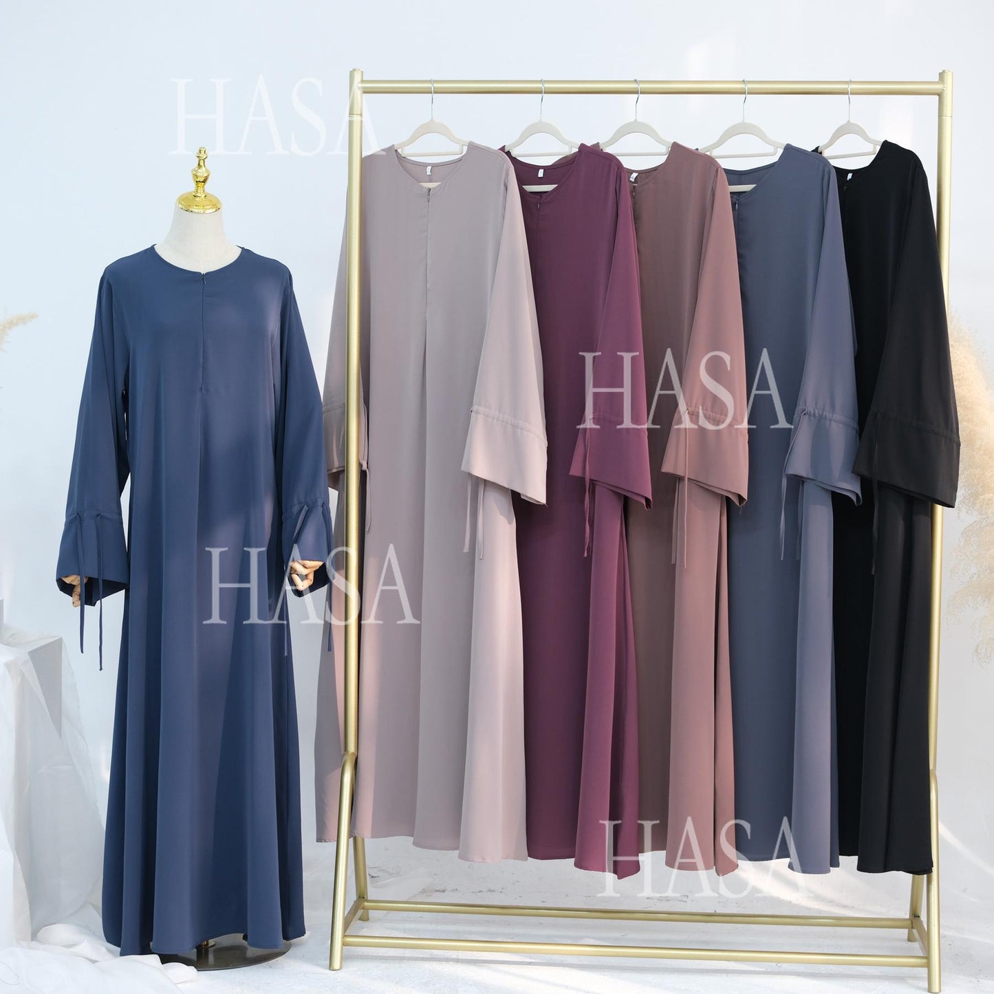HA5861 Solid Color Sleeve Robe (without Headscarf), Elegant Temperament Instantly abaya girl