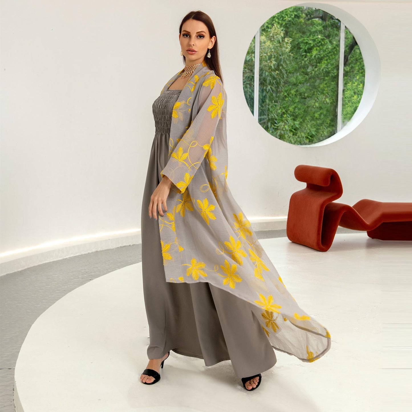 HAYA HAYA1076 2pcs Inner Dress  with Cardigan