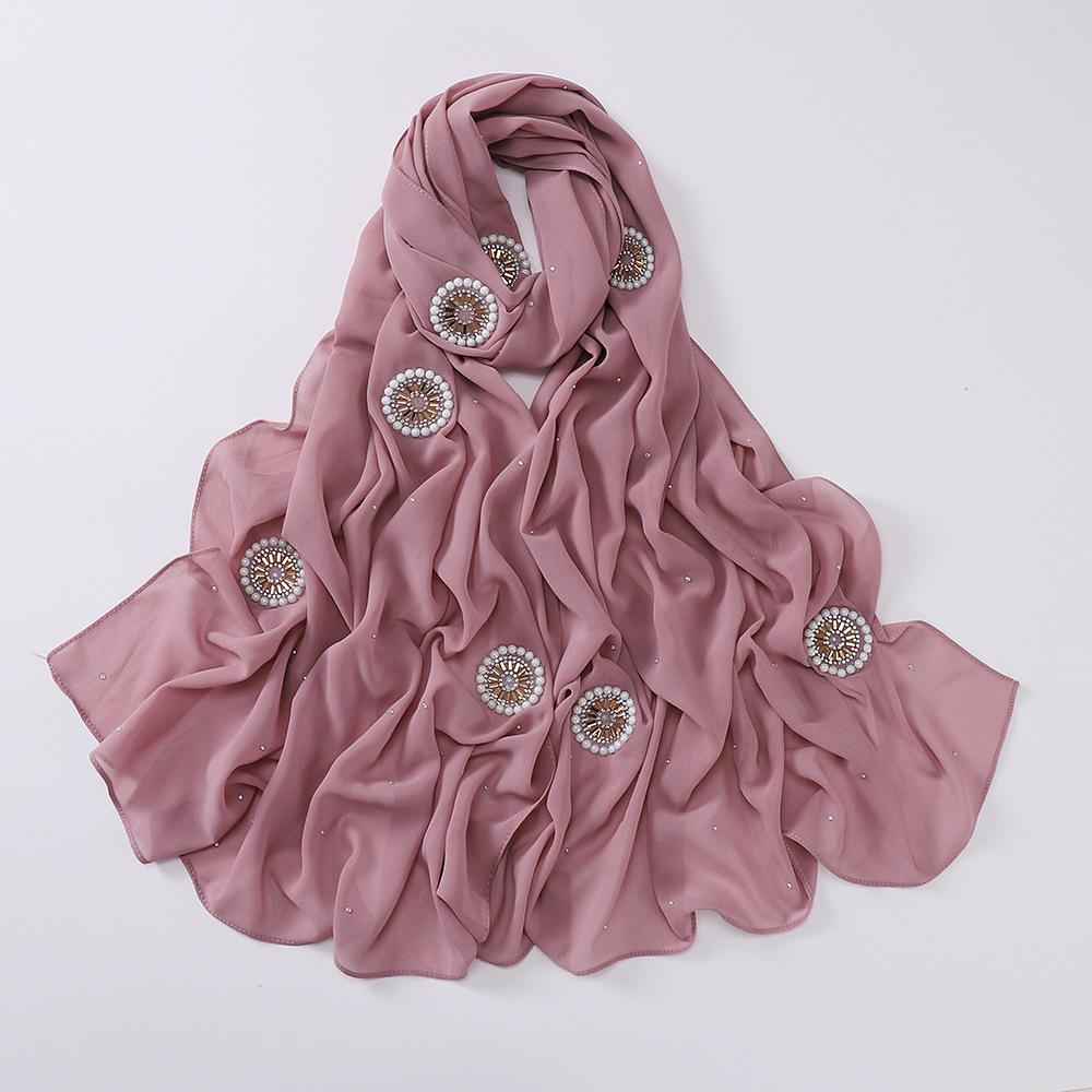HAYA HA1126 Pearl Chiffon Baotou Scarf