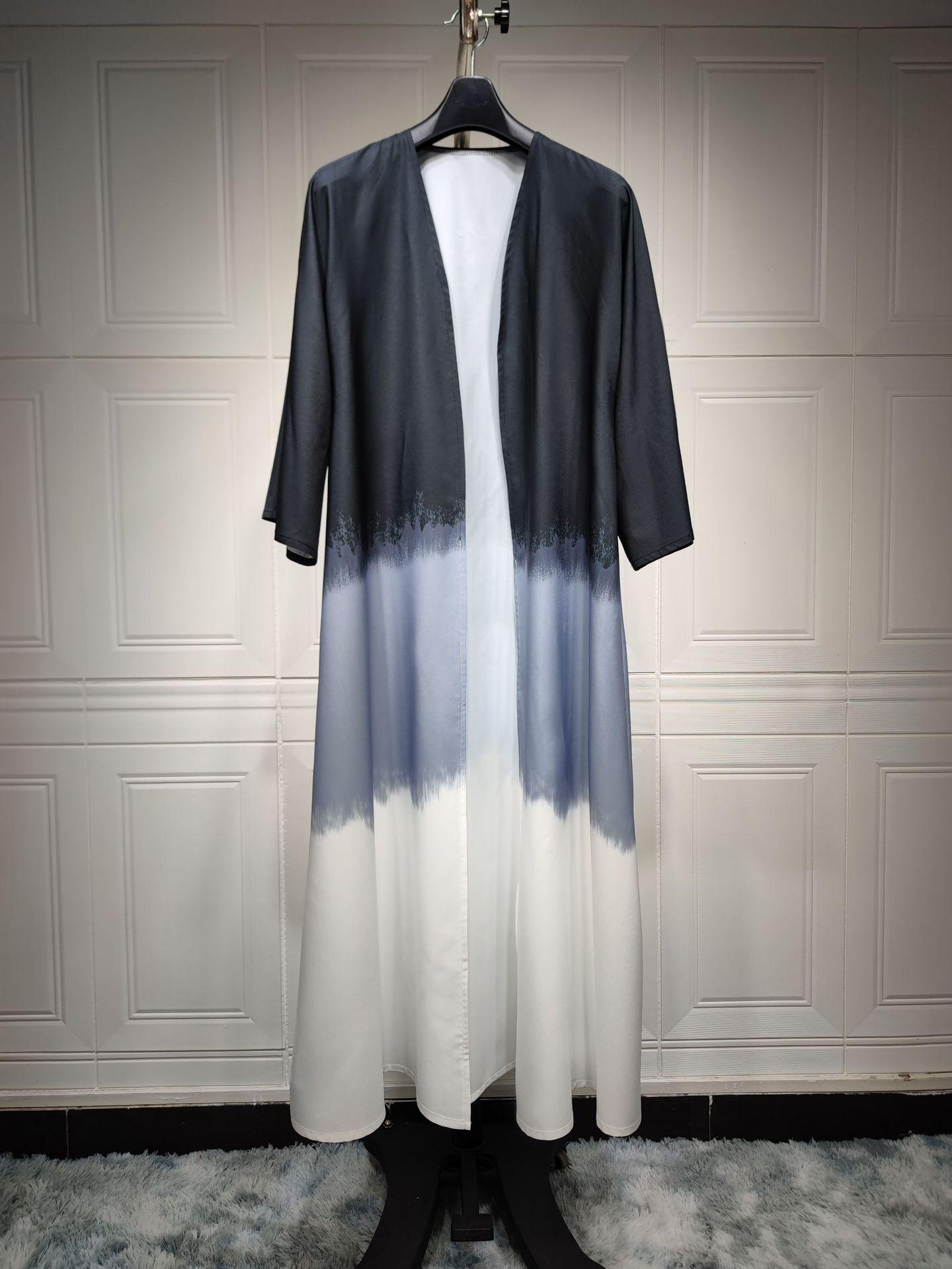 HAYA HA1096 Muslim Tie-dyed Cloak Cardigan Dress Abaya