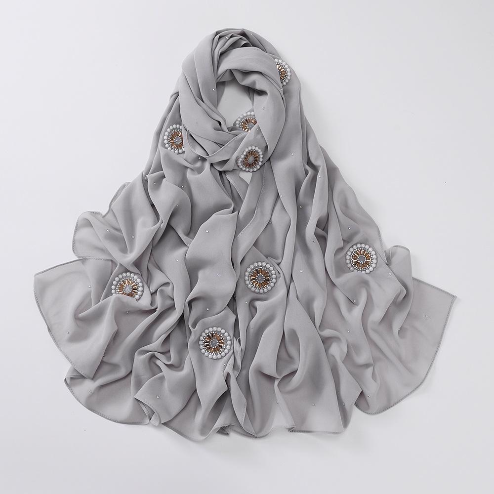 HAYA HA1126 Pearl Chiffon Baotou Scarf