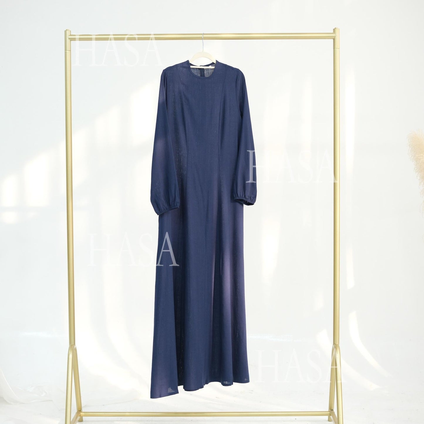 HASA HA5868 Solid Color Swing Comfortable  Dress Robe Waist Cinching
