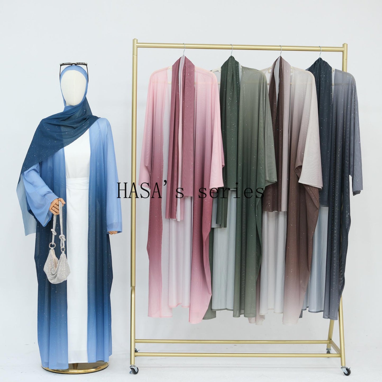 HS4839 Gradient Sequined Long Cardigan