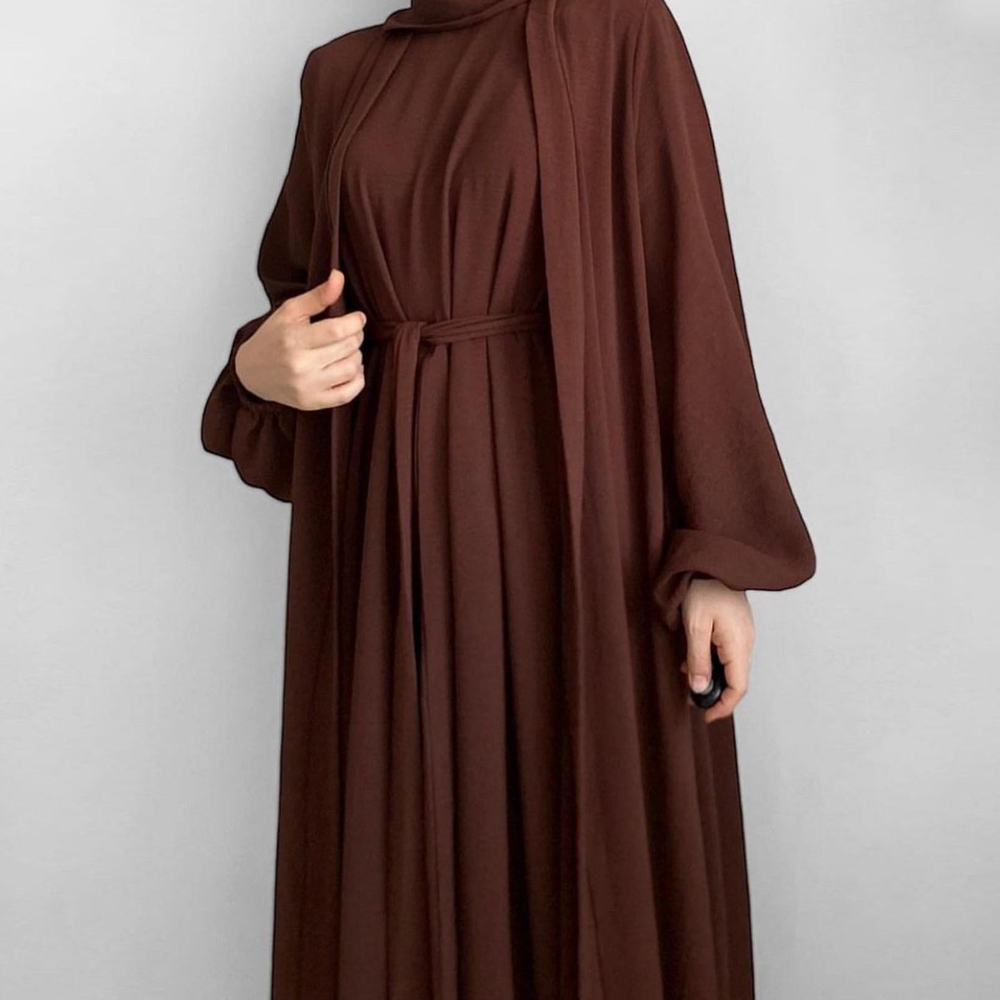 HAYA HAYA0995 3pcs Cardigan+without  Sleeves Inner Dress+Hijab