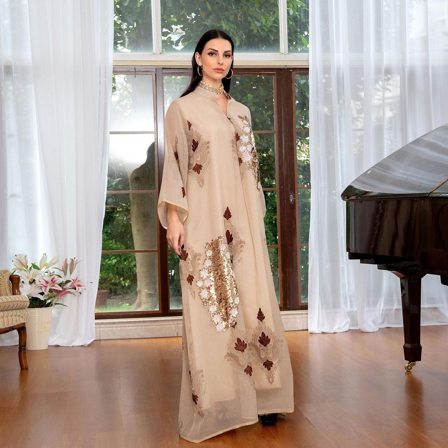 HAYA HAYA0443 Muslim Embroidered Dress