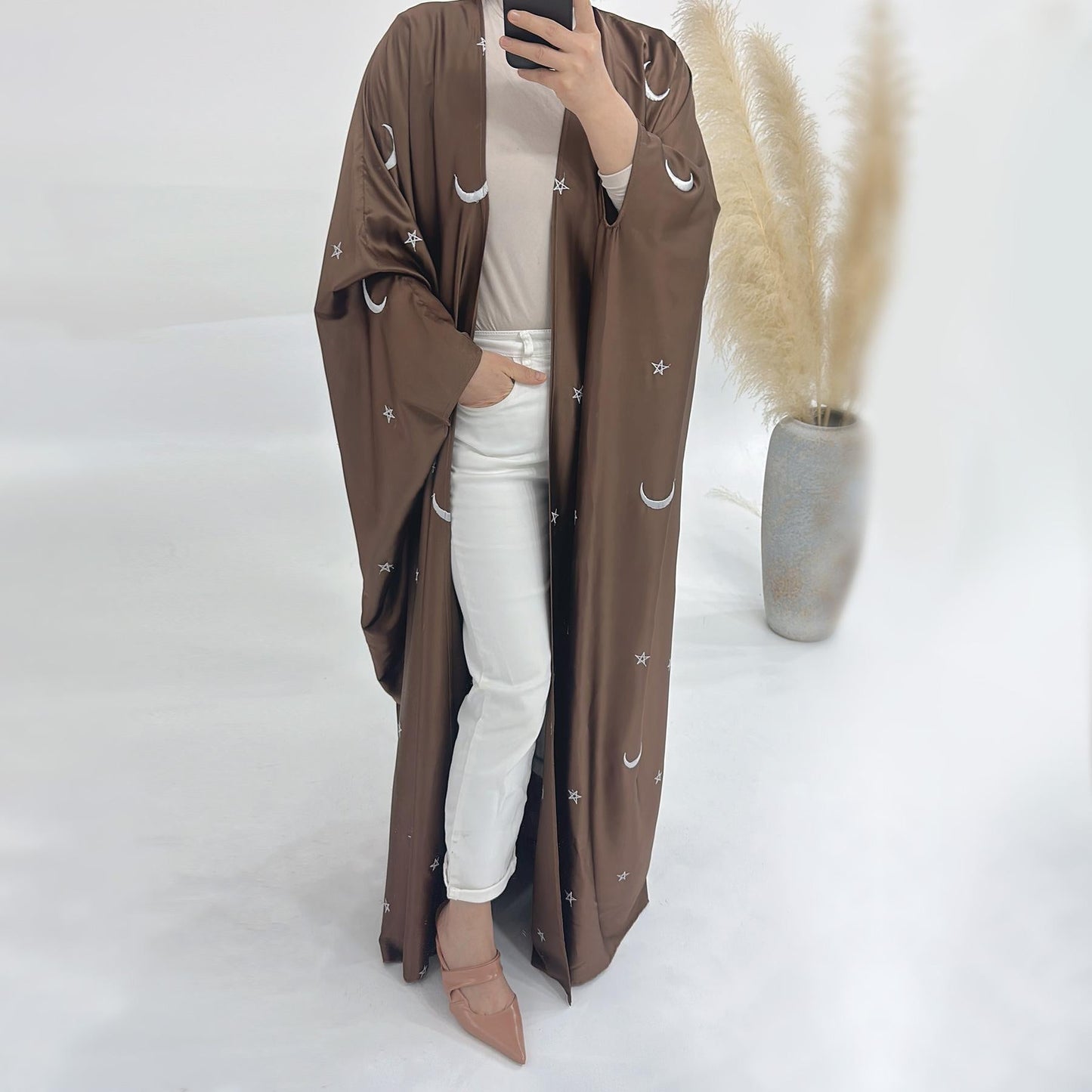 HAYA HA1171 Moon Embroidered Robe Kaftan Abaya