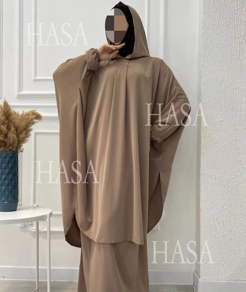 HA6583 Solid Color Long Robe Dress with Wide Swing Design