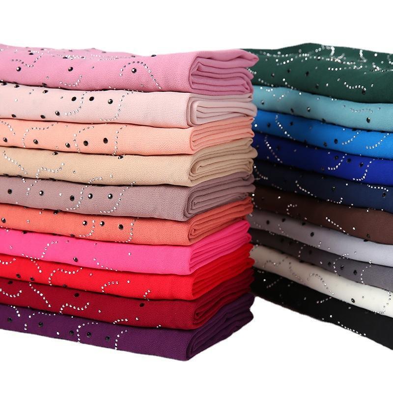 HAYA HA1127 Pearl Chiffon Rhinestone Headscarf