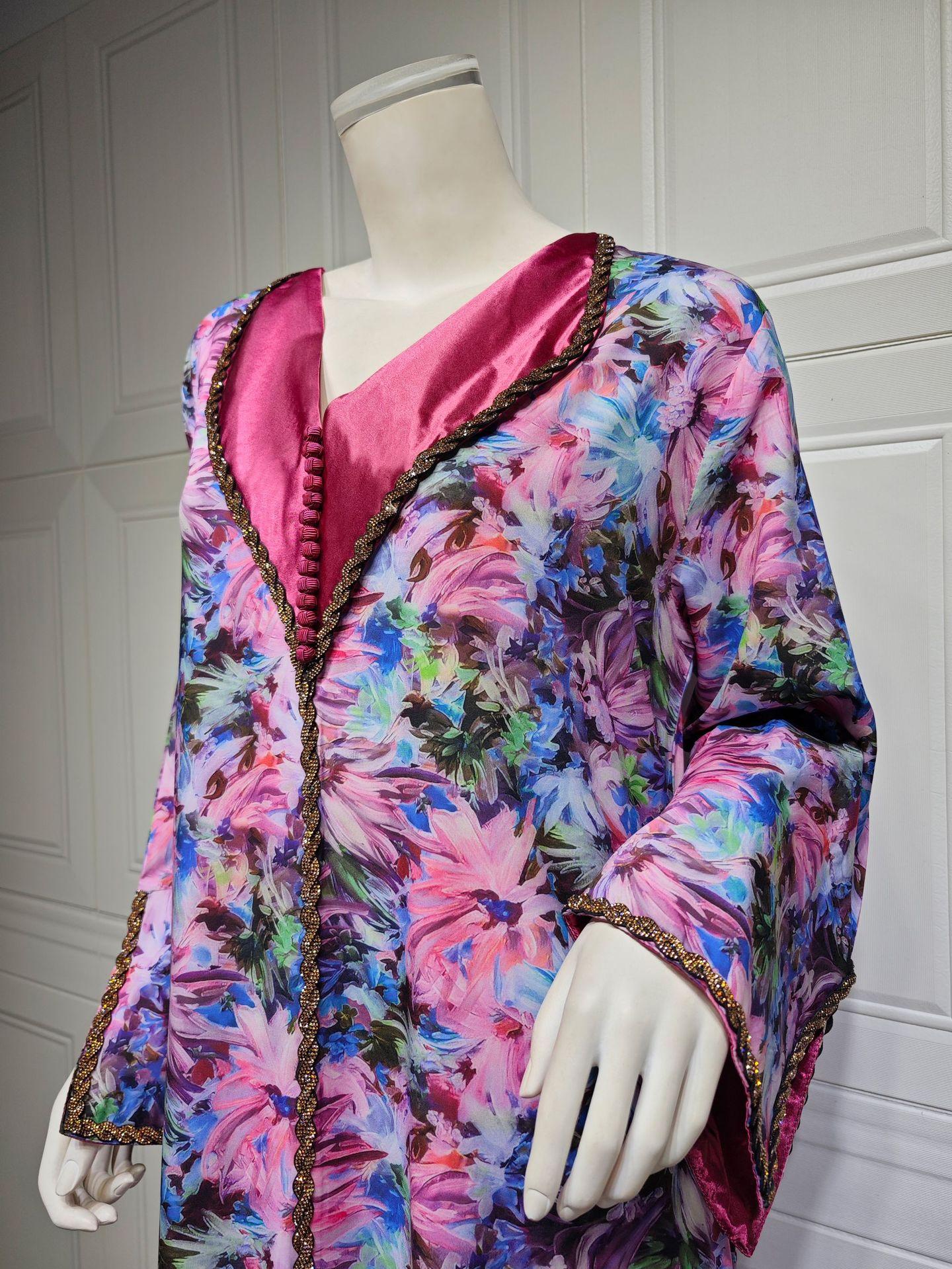 HAYA HAYA1070 Fashionable Printed Diamond Set Robe