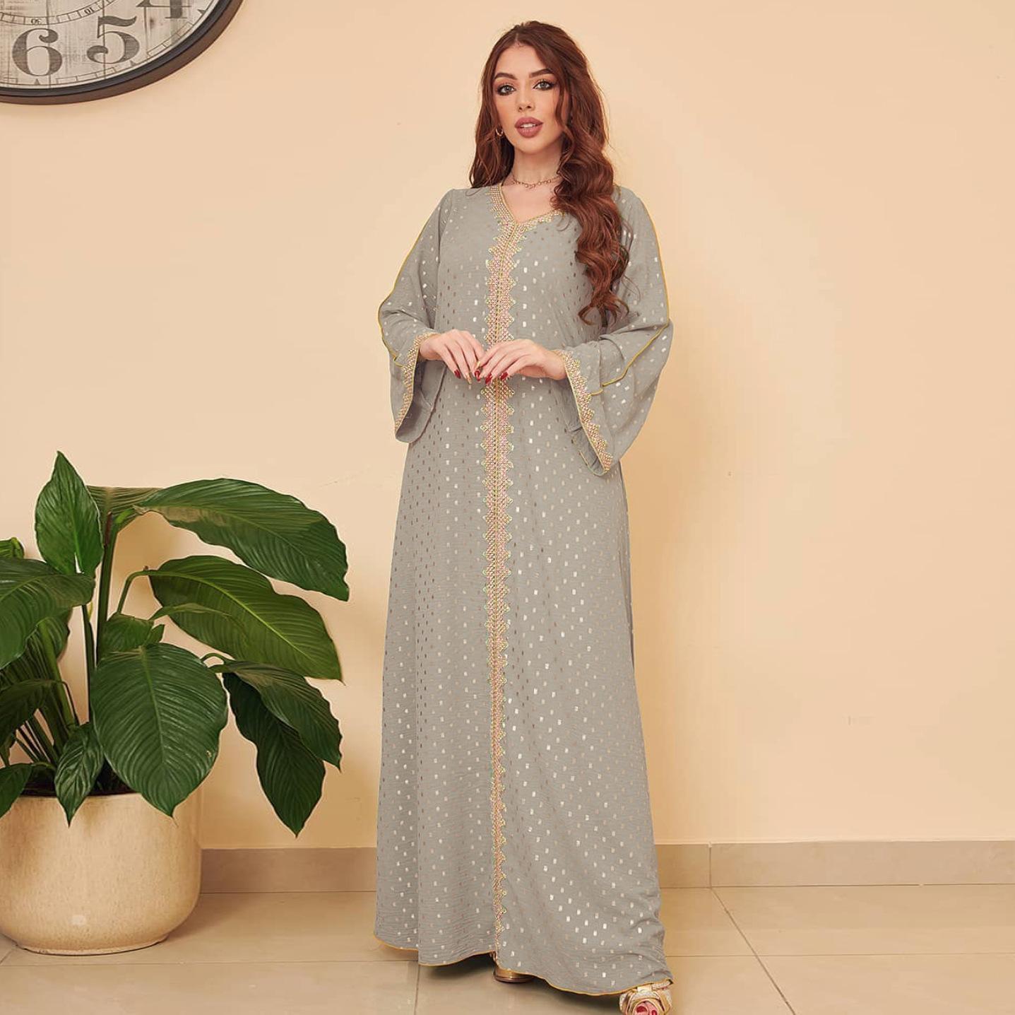 HAYA0442 Middle East Women's Clothing New Bronzing Muslim Dubai Robe