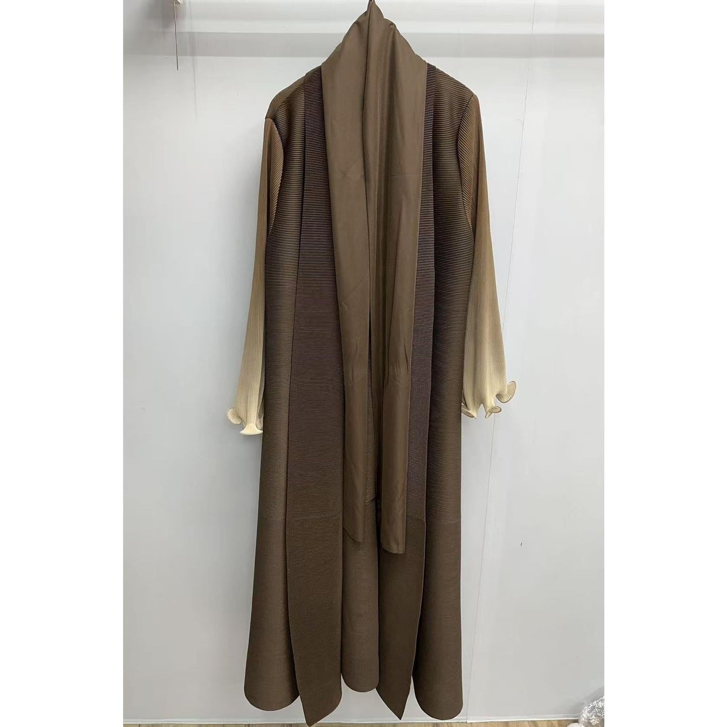 HASASERIES HS6721 Olive Ombre  Green Abaya with Gradient Cuffs
