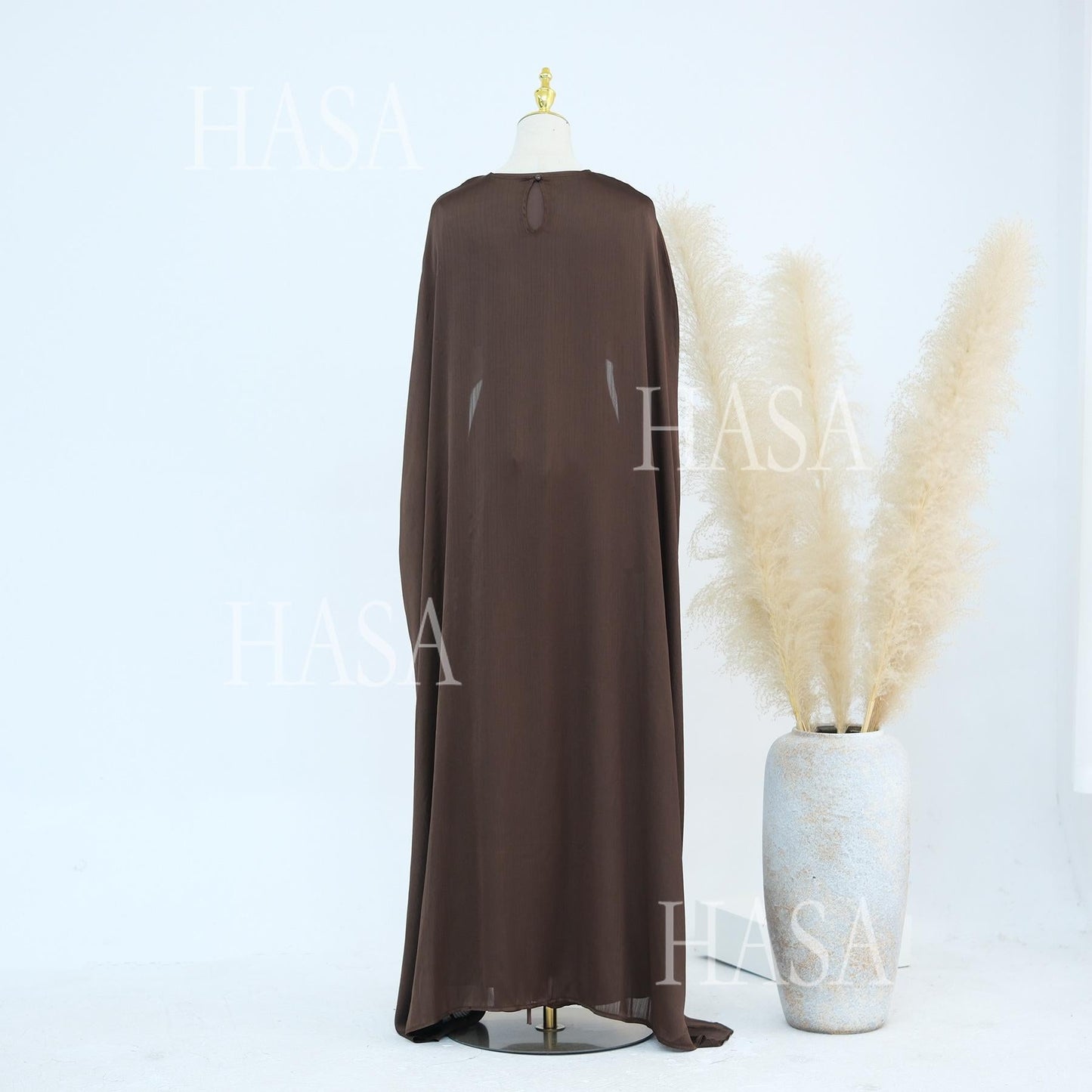 HA5870 Elegant drape two-piece robe dress-Light luxury street style abaya girl