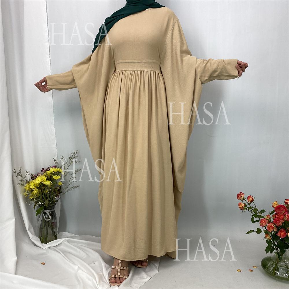 HA6586 Loose Turkish Pleated Dress, Fashionable Long Design
