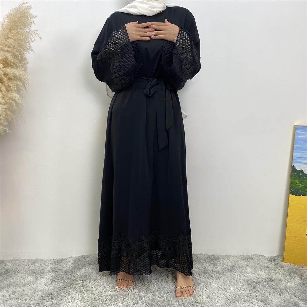 HAYA HAYA1084 Muslim Fashion Lace Robe Dress