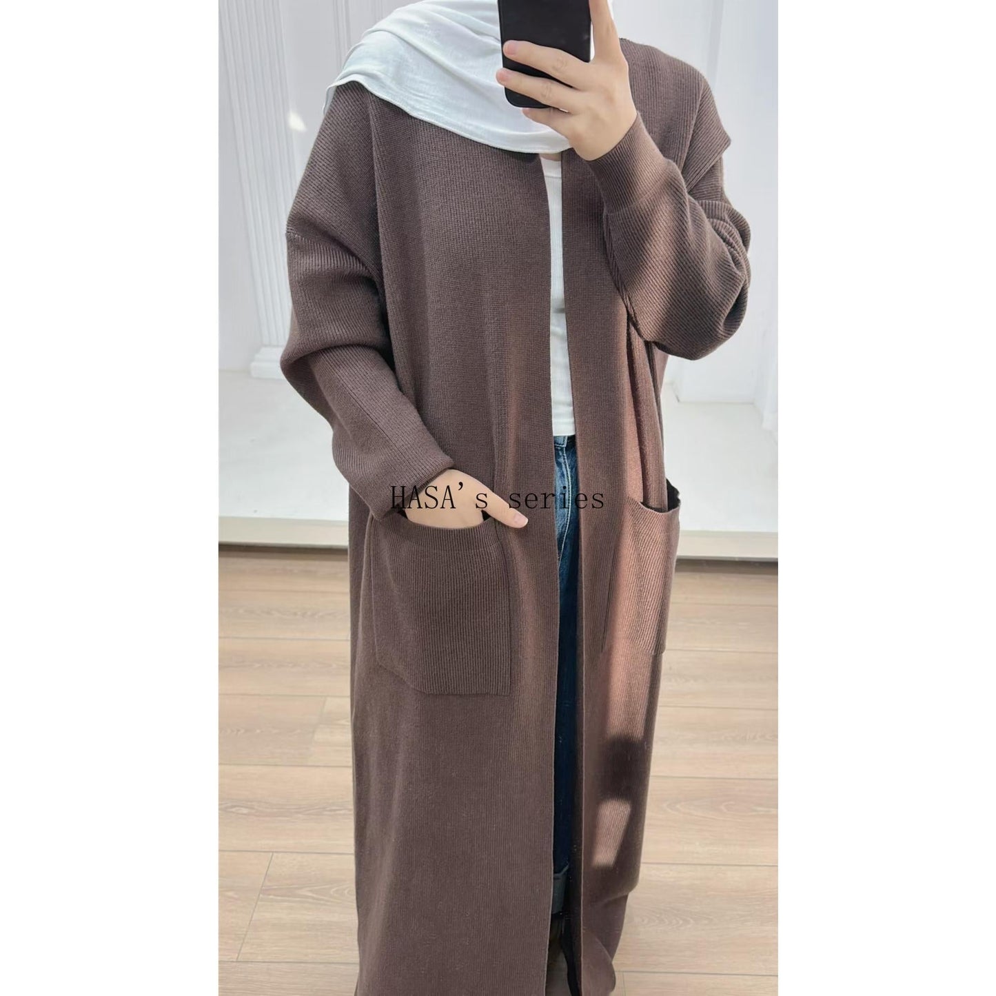 HA5439 Temperament Knitted Cardigan - Autumn and Winter Thick Loose Long Dress long  sleeve