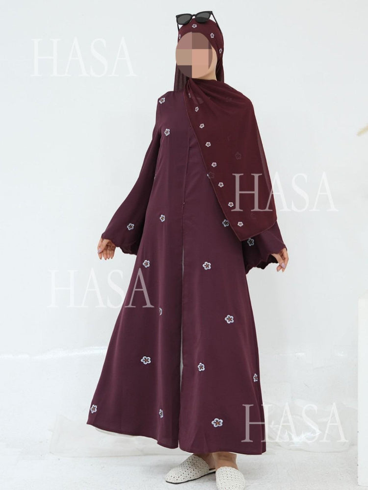 HA6612 All-over Embroidered Cardigan Two-piece Set