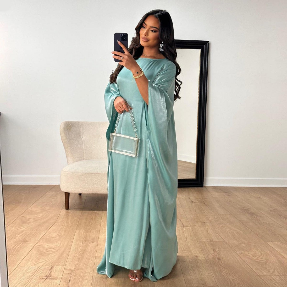 HA1348 Elegant Kaftan in Gold Cotton – 20 Vibrant Colors Available