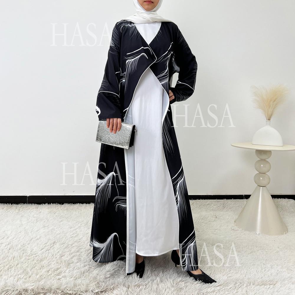 HA6498 Lightweight Printed Long Abaya Suit