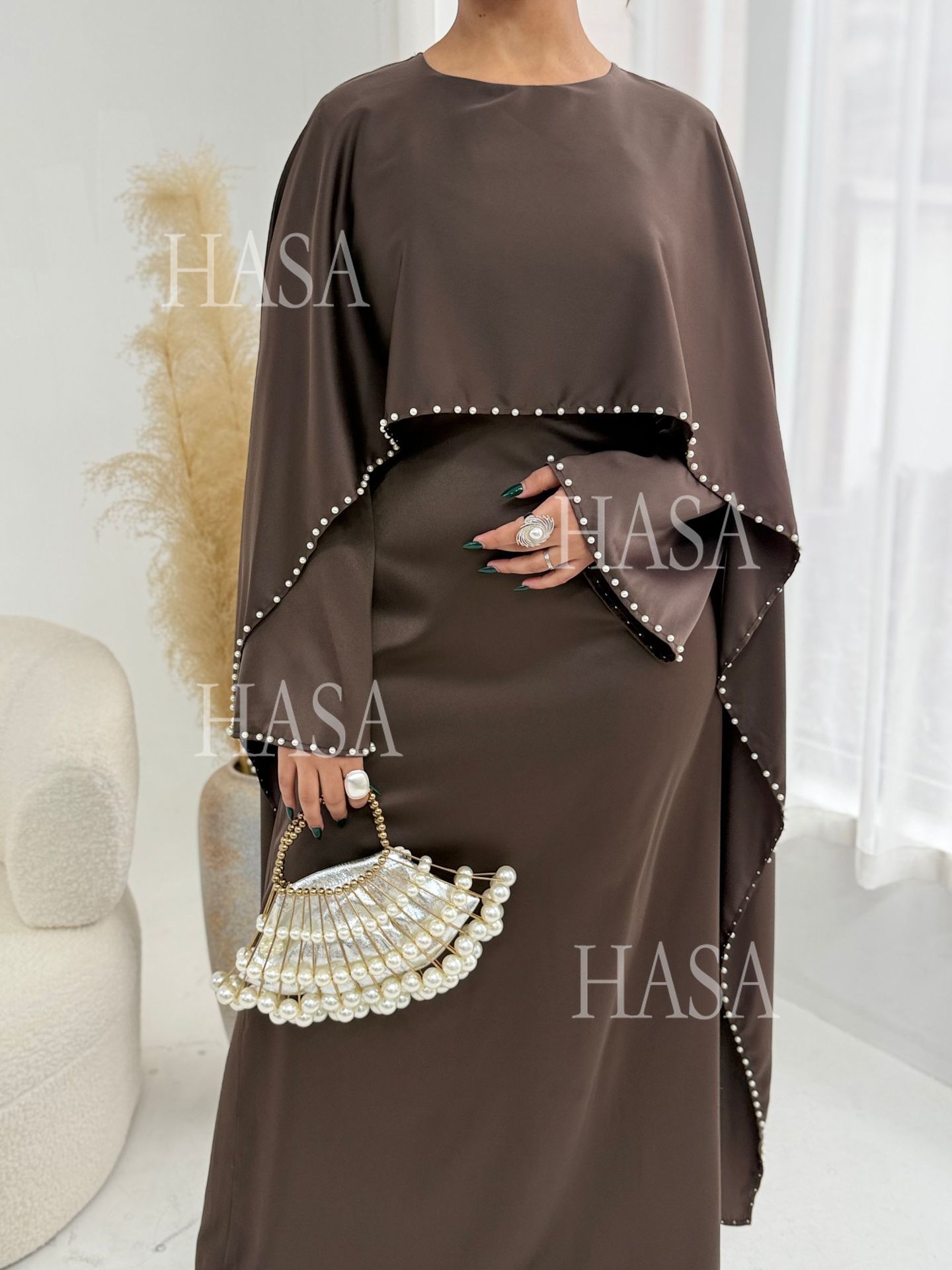 HS6697 Robe Decorated with Pearls and Beads.
