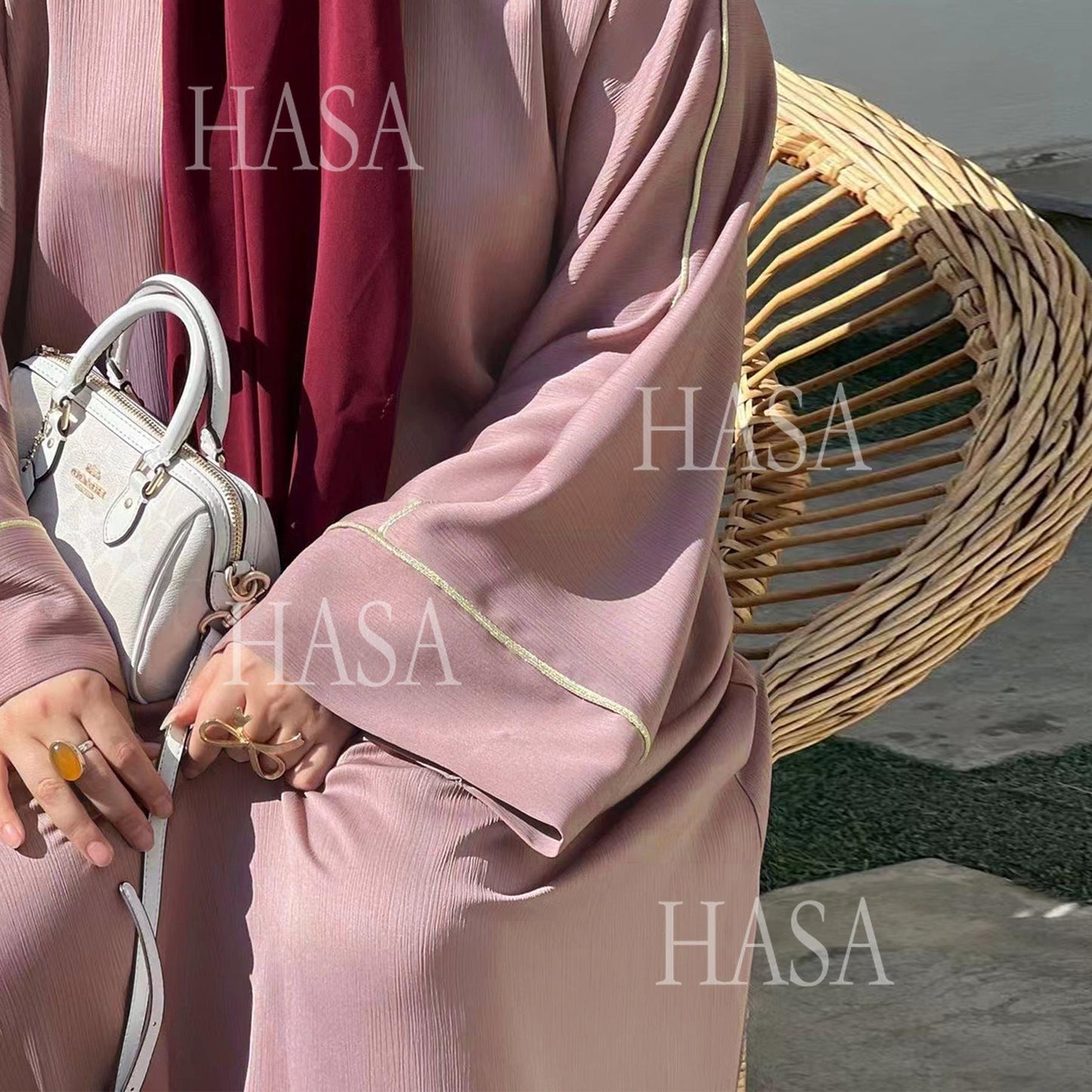 HA5876 Robe with Detailed Design and Gentle Texture for Daily Light Wear abayas