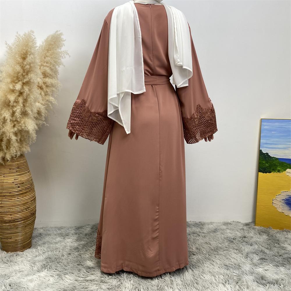 HAYA HAYA1084 Muslim Fashion Lace Robe Dress