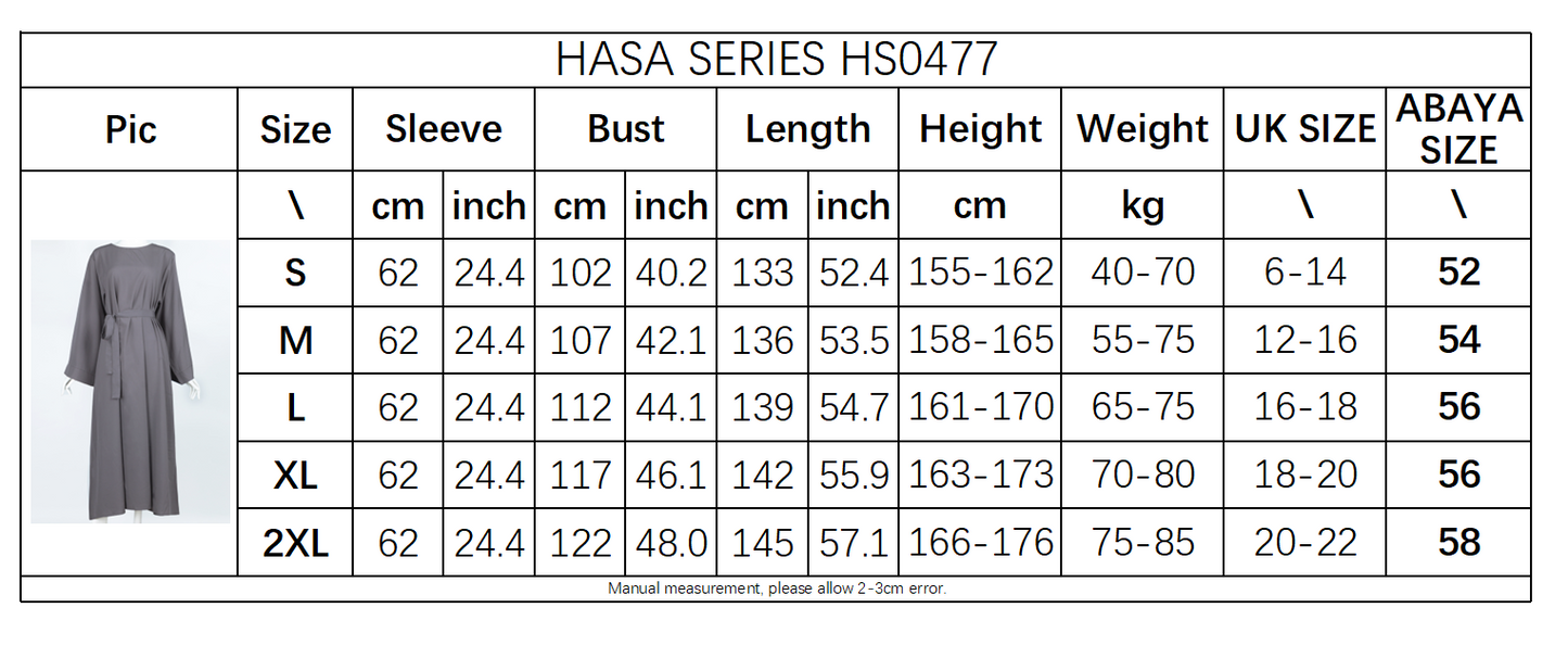 HAYA0477 Casual abaya solid color airy women's long sleeve round neck maxi dress