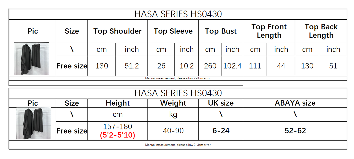HAYA0430 Two-Piece Set jilbab Solid Color Swing Top and Skirt