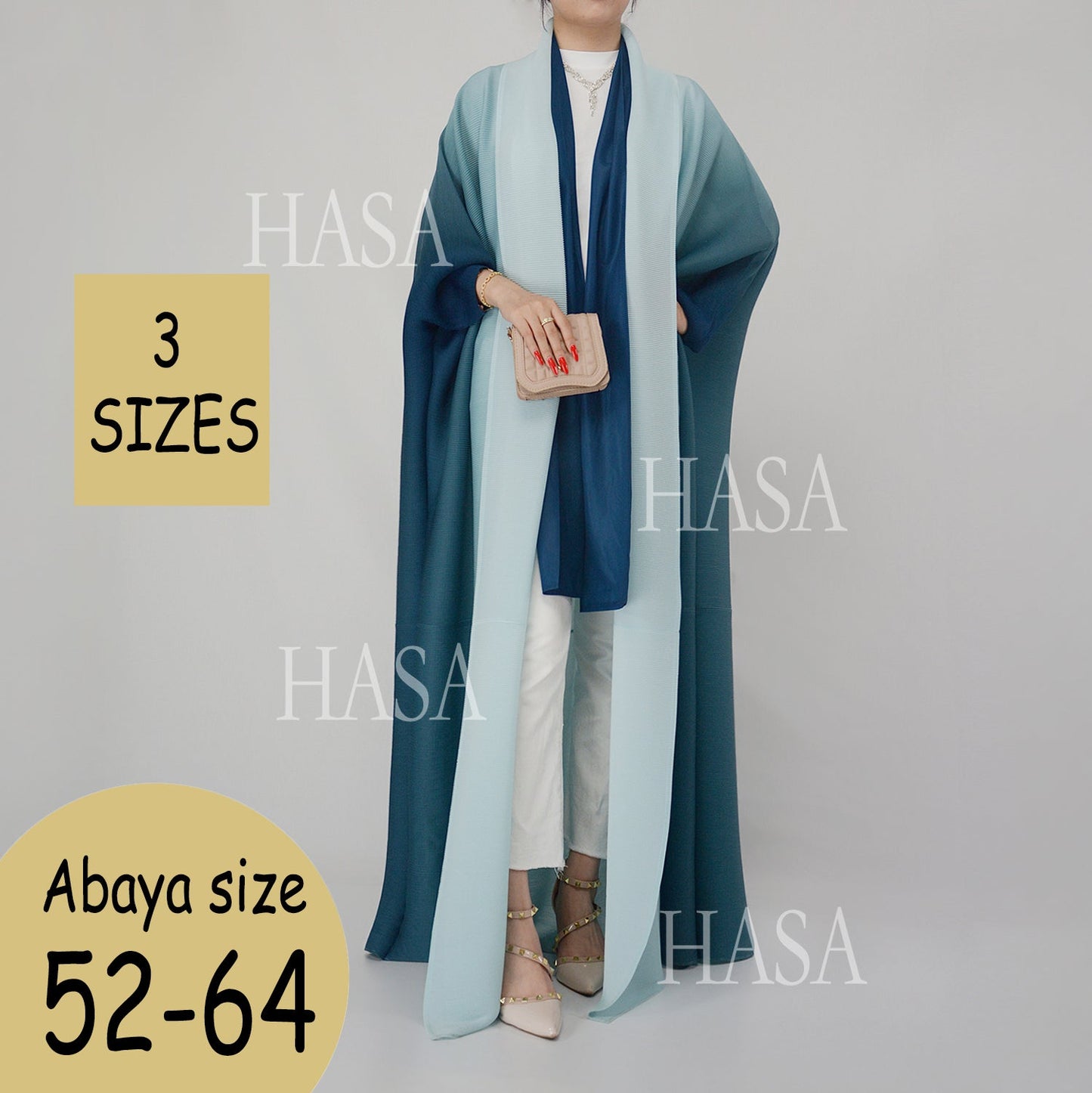 HAYA SHOP 1245 Ombré Abaya Loose Fashion Robe with Pleated Patchwork Detailing